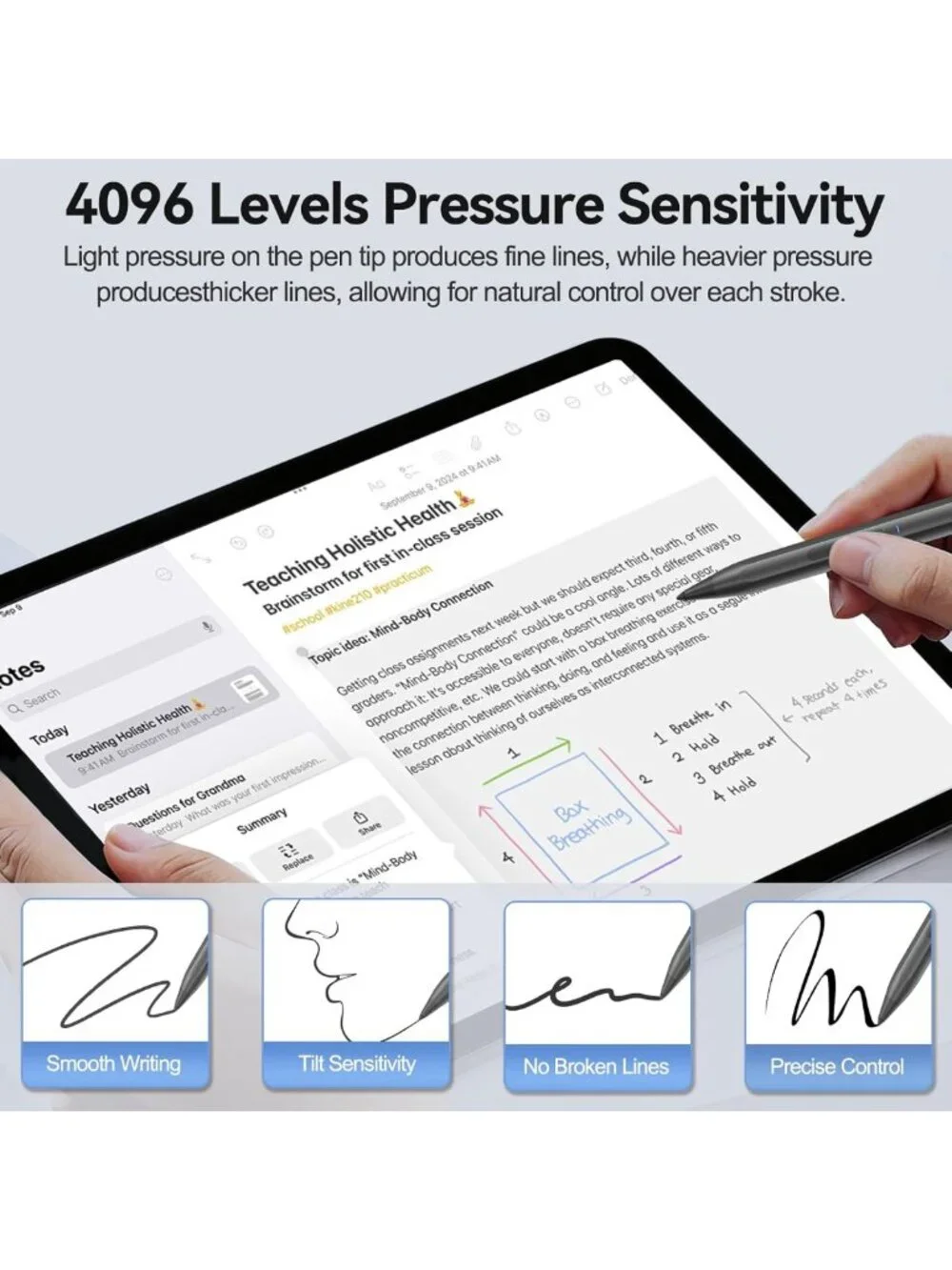 Stylus Pen for Surface Devices - 4096 Pressure Sensitivity, Magnetic, Grey Color